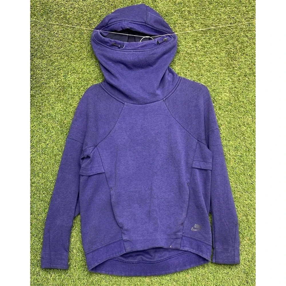 Nike Tech Fleece Hoodie Mens XS Extra Small Funnel Neck Purple Sportswear Y2K